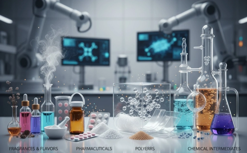 Perfumy i aromaty, farmaceutyki, pestycydy, specjalistyczne polimery